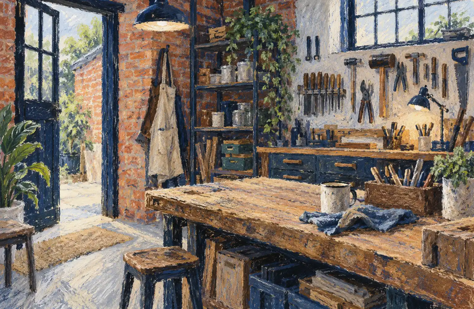 Illustration of established small businesses and their working space